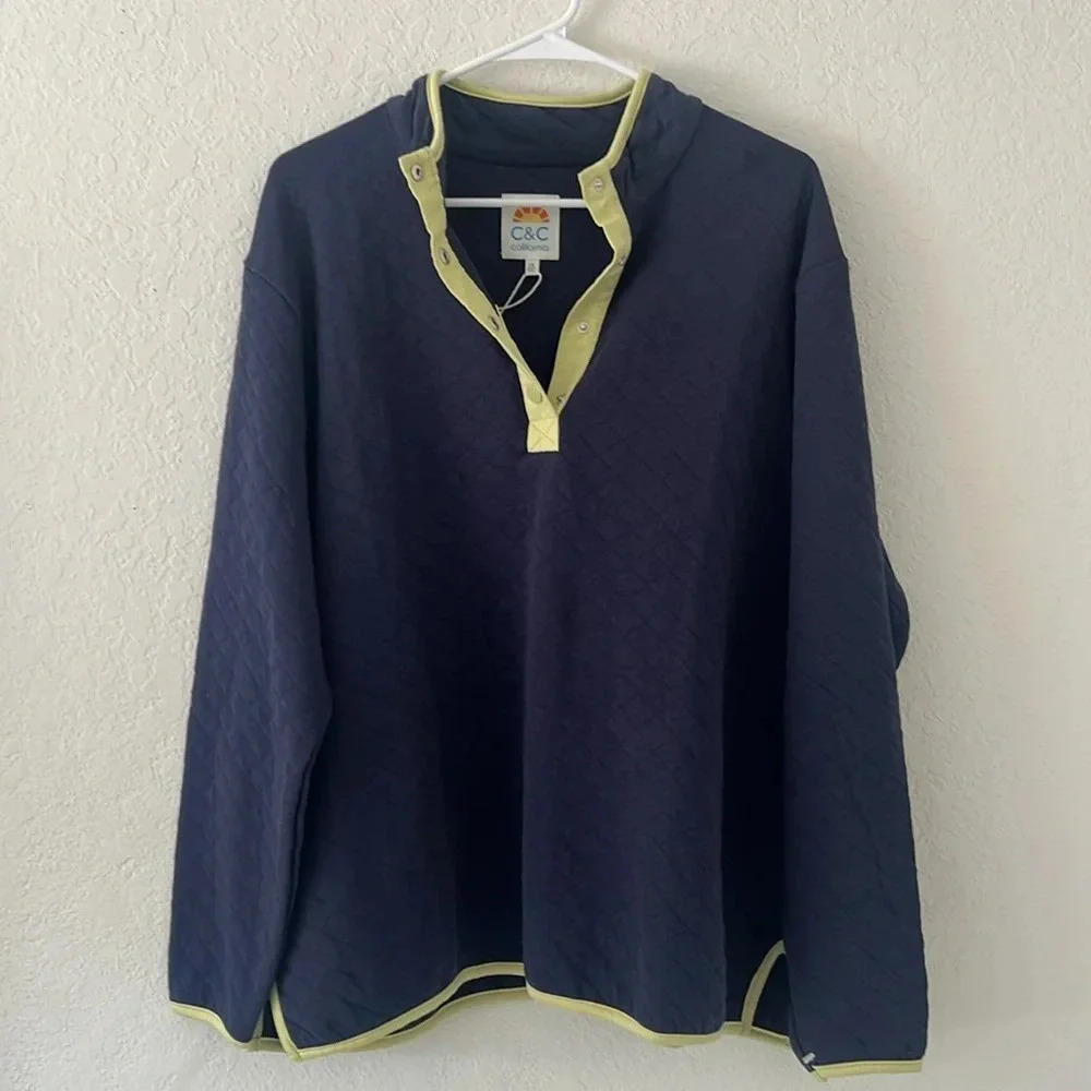 Imperfect‎ NWT sweater C&C California 1X sweater quilted pullover snap button